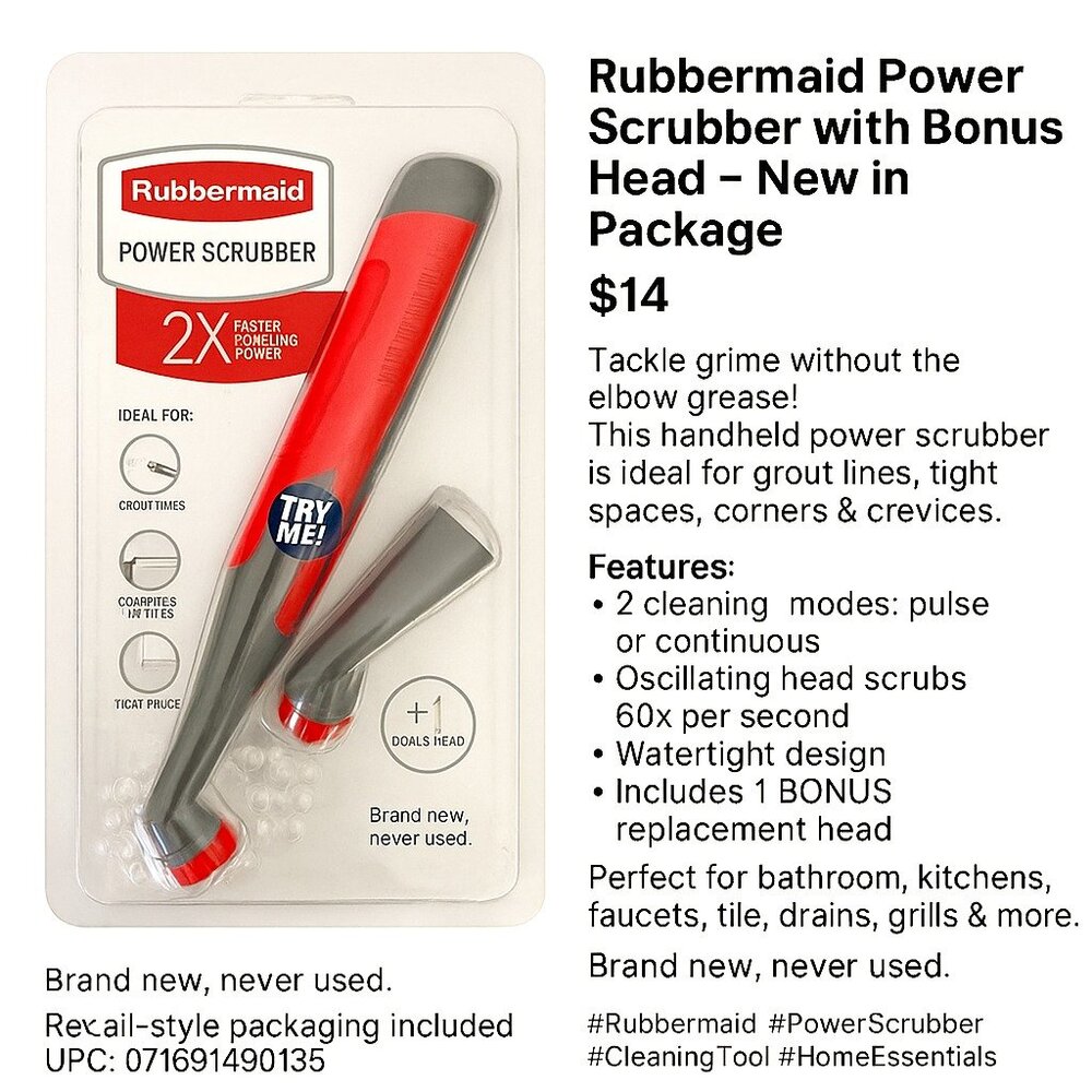 Rubbermaid Power Scrubber with Bonus Head – New in Package